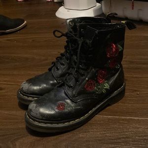 Rose Embroidered Doc martens